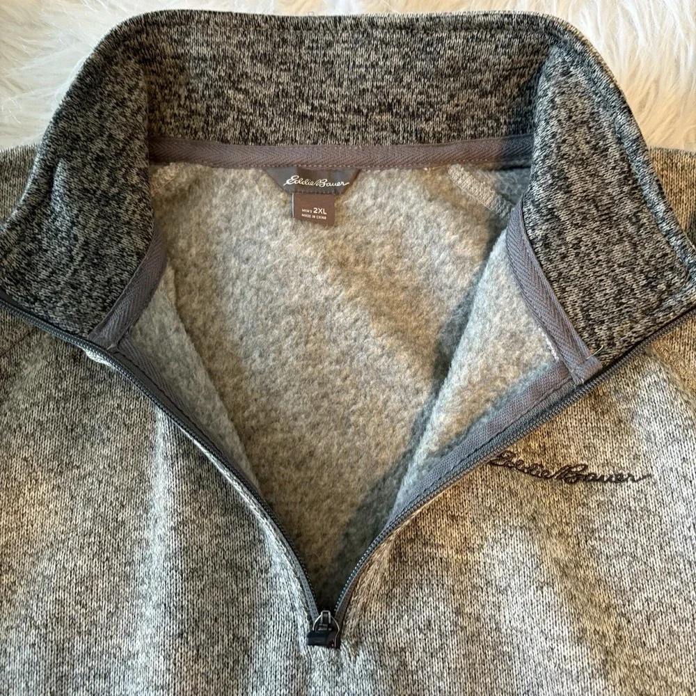 NEW Eddie Bauer Radiator Fleece‎ Mens Size 2XL Grey 1/4 Zip Sweater Pullover